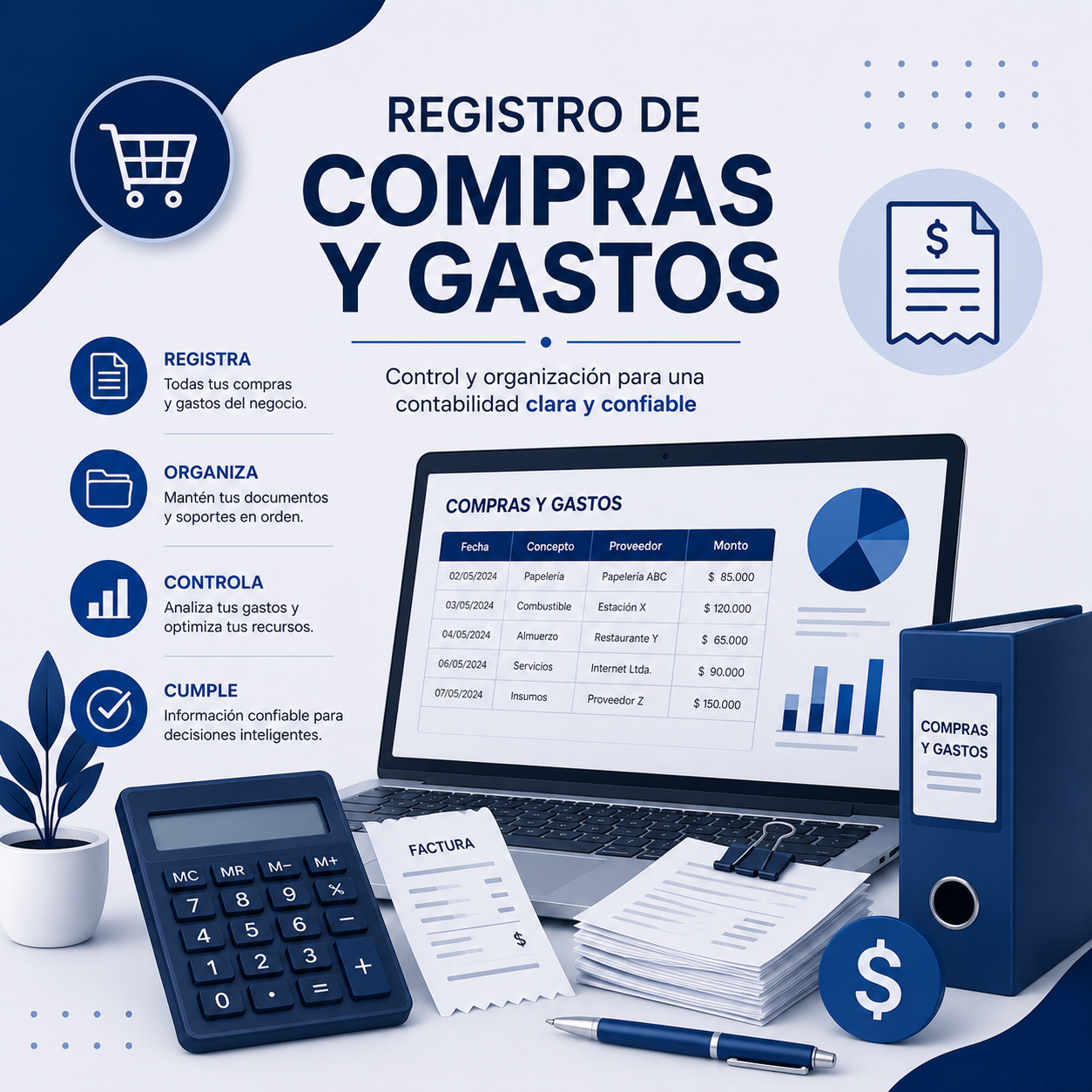 Registro de compras y gastos: 200 Documentos